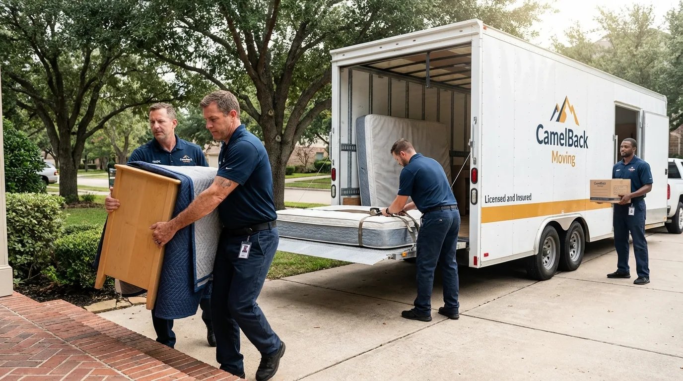 Crew loading residential truck for cross-state move from Pass Christian, MS