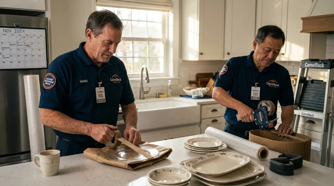 Professional crew packing kitchen dishware in Pass Christian, MS